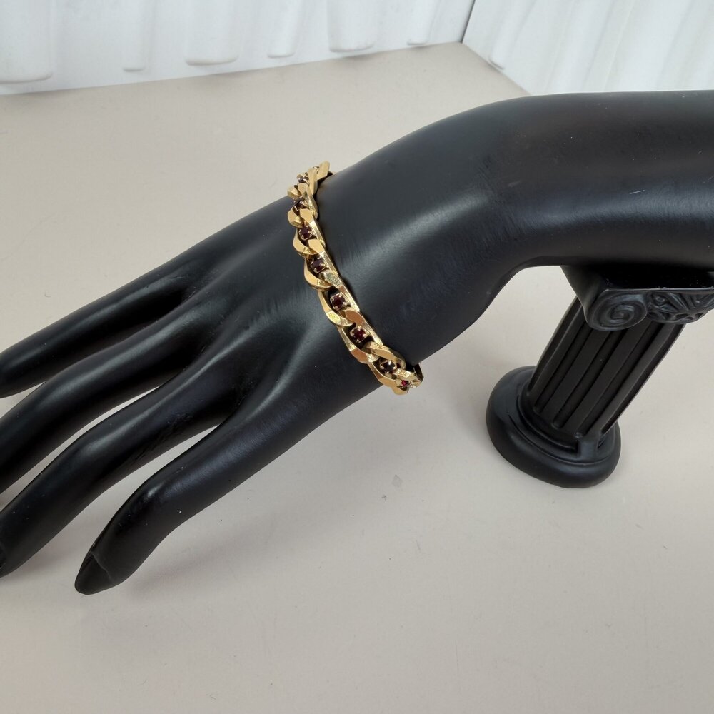 Givenchy Gold-Tone Curb Chain Bracelet with Dark Crystal Accents